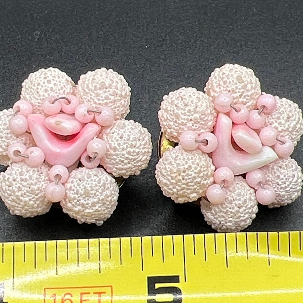 Vintage 1950’s Hong Kong Cluster Bead Earrings
